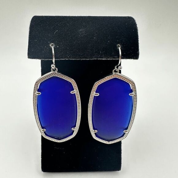 Never Worn Kendra Scott Danielle dangle earrings in Cobalt blue and Silver tone! - Picture 6 of 13